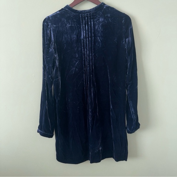 Sundance Hendrix Silk Blend Navy Velvet Shirt Mini Dress Long Sleeve Sz XS - Picture 8 of 11